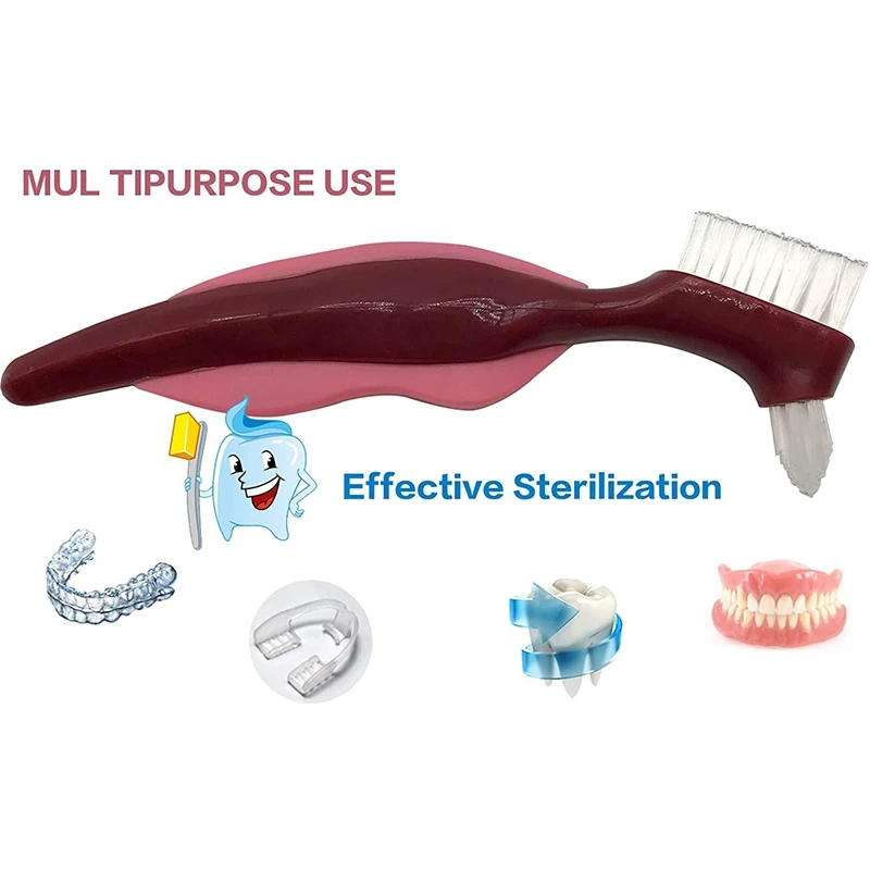 2 szt. Szczoteczka do zębów Premium Hard Denture, szczotka do czyszczenia, wielowarstwowe włosie i przenośna szczotka dwustronna