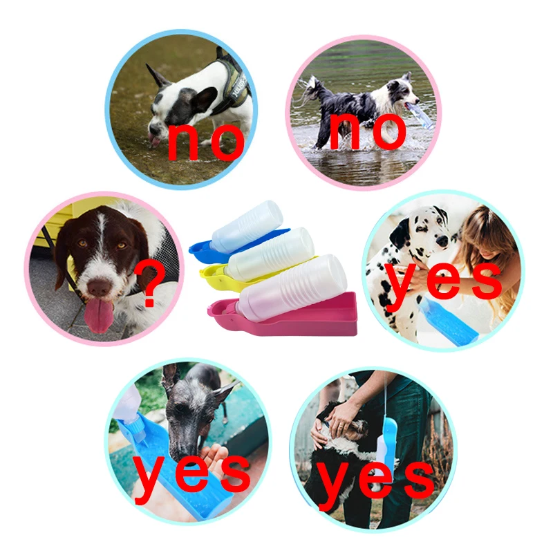 500ml Plastic Dog Water Bottle Portable Folding Cat Water Bottle Pets Outdoor Travel Drinking Water Feeder Bowl for puppy kitten