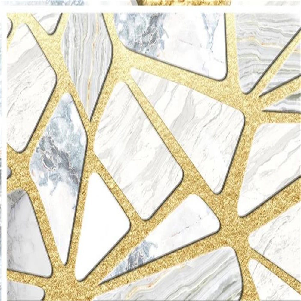 

3d fashion light luxury golden marble texture mosaic TV background wall 3d stereoscopic wallpaper