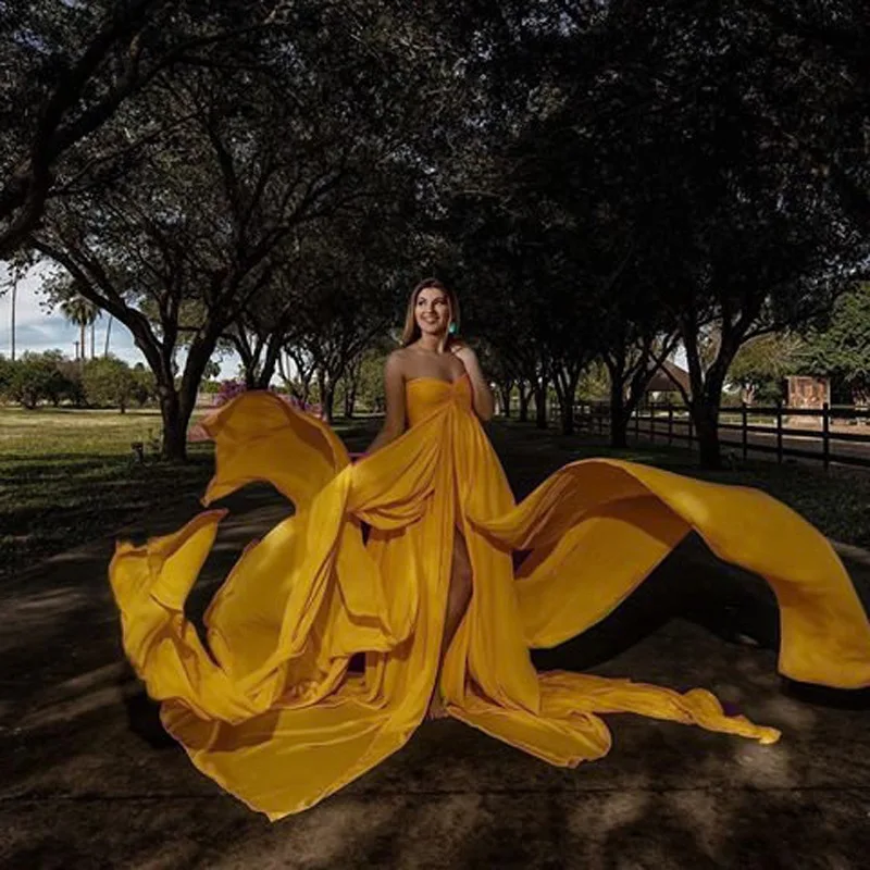 Vestido De noche Sexy con tren largo, traje rojo sin tirantes para fiesta De graduación, con abertura alta para fotografía, 2024