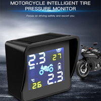 Wireless USB Solar Charging Motorcycle Tyre Temperature Monitoring Alarm System LCD Time Display with External Sensors