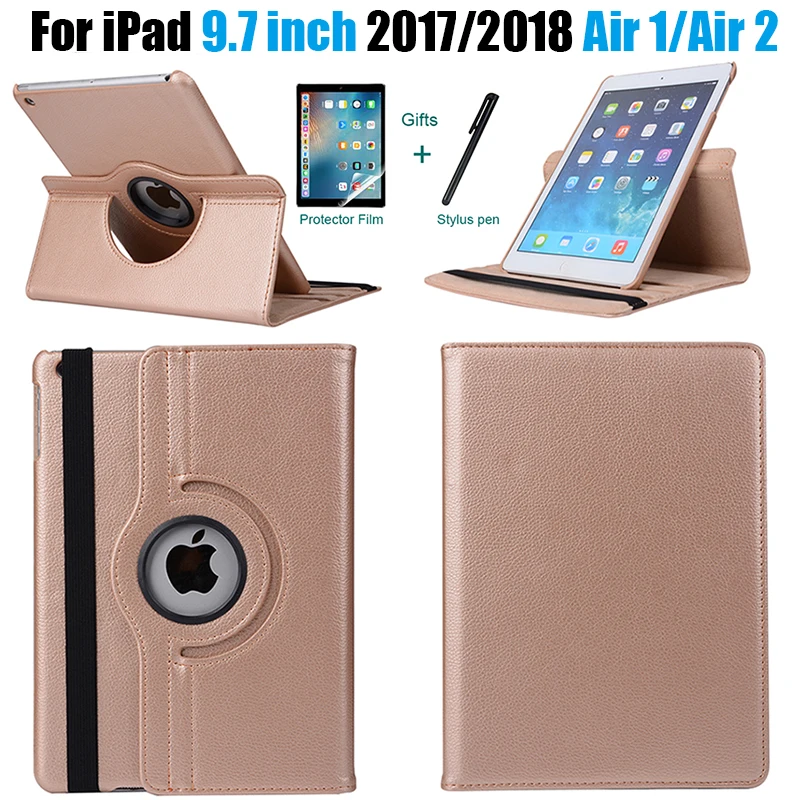 Casing Penutup Pintar Kulit Berputar 360 Derajat untuk Apple iPad Air 2 Air 1 5 6 Mini 6 iPad 9.7 2017 2018 A1822 A1823 Coque Funda