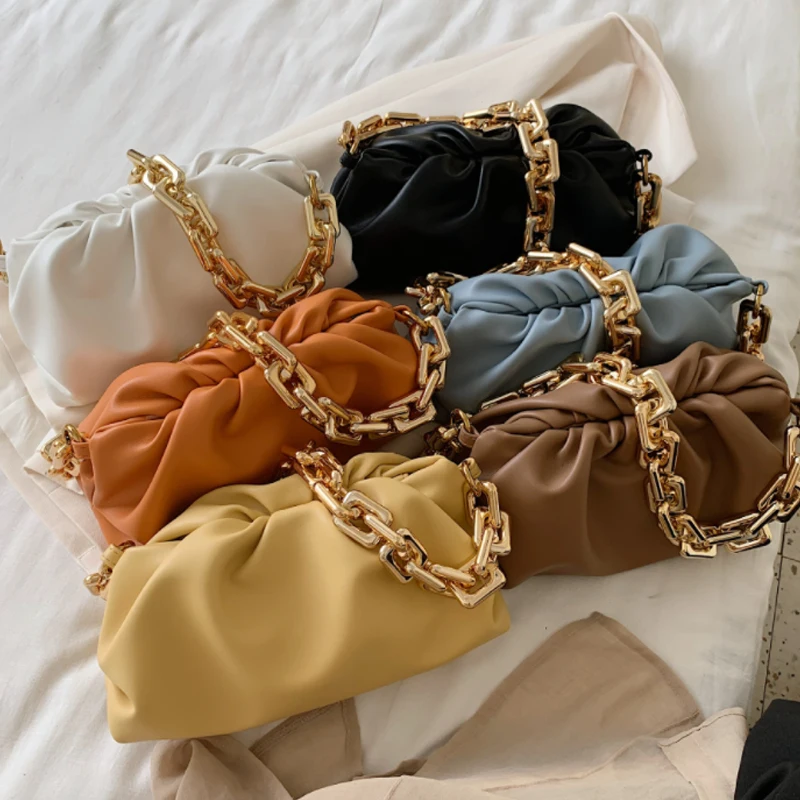 Luxury Gold Chain Women Handbag Fashion Soft Leather Hobos Bag Lady Shoulder Handbags Female Candy Color Travel Hand Bag