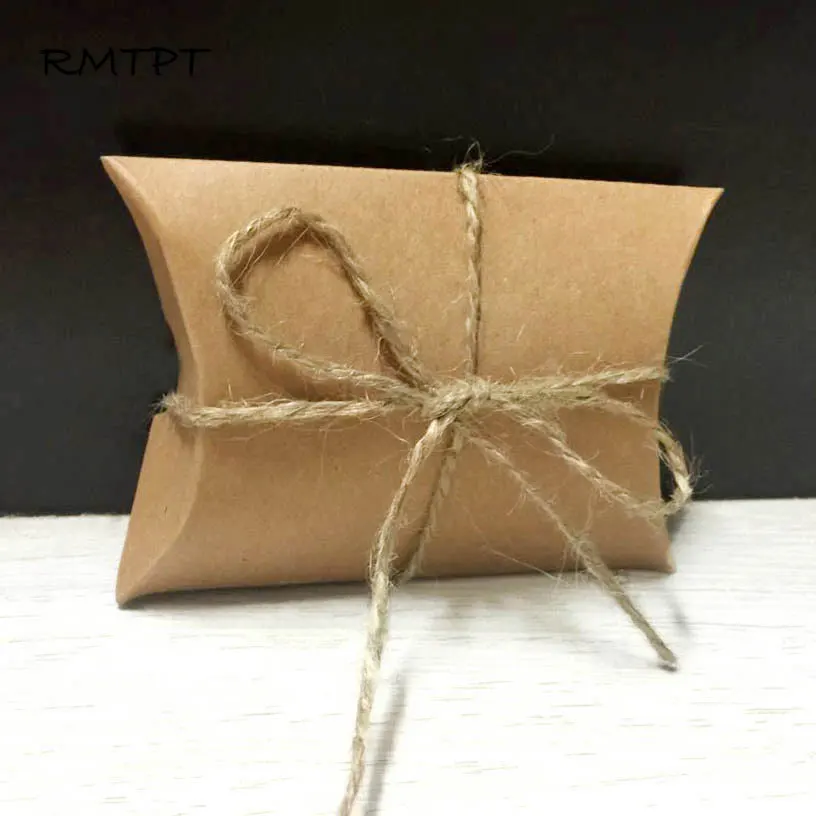 

Kraft Paper Gift Box, Pillow Shape, Candy Gift Box, Party Favors for Guests, Wedding, Baby Shower, Birthday Decor, 50Pcs