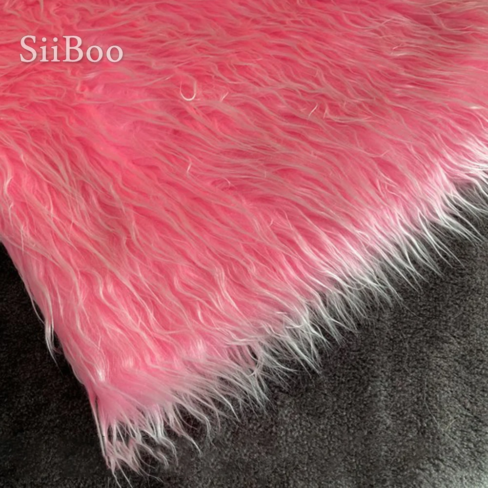 Siiboo faux mongolian fur fabric for garment accessories photograph prop DIY doll soft touch white color tip dye curl fur sp6556