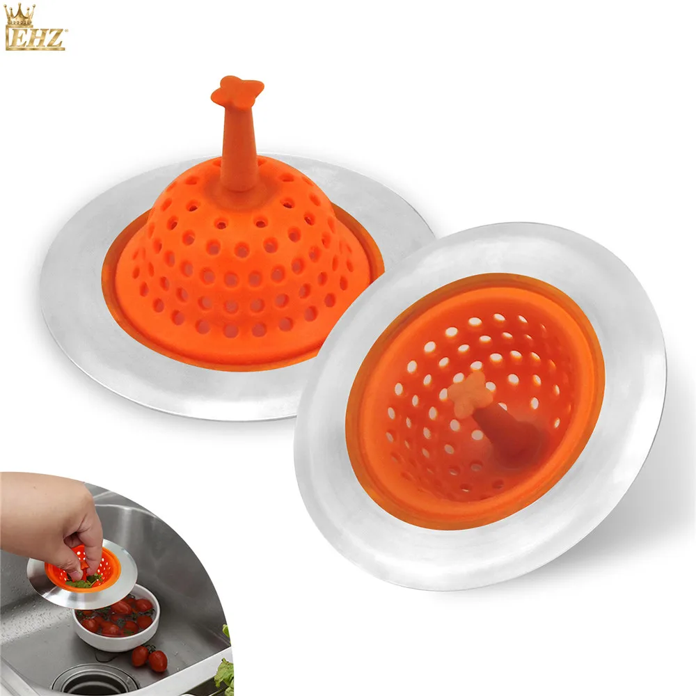 Sink Strainers Flexible Silicone Kitchen Sink Drainers Traps Food Debris and Prevents Clogs, Large Wide 11CM Diameter Rim, 1PC