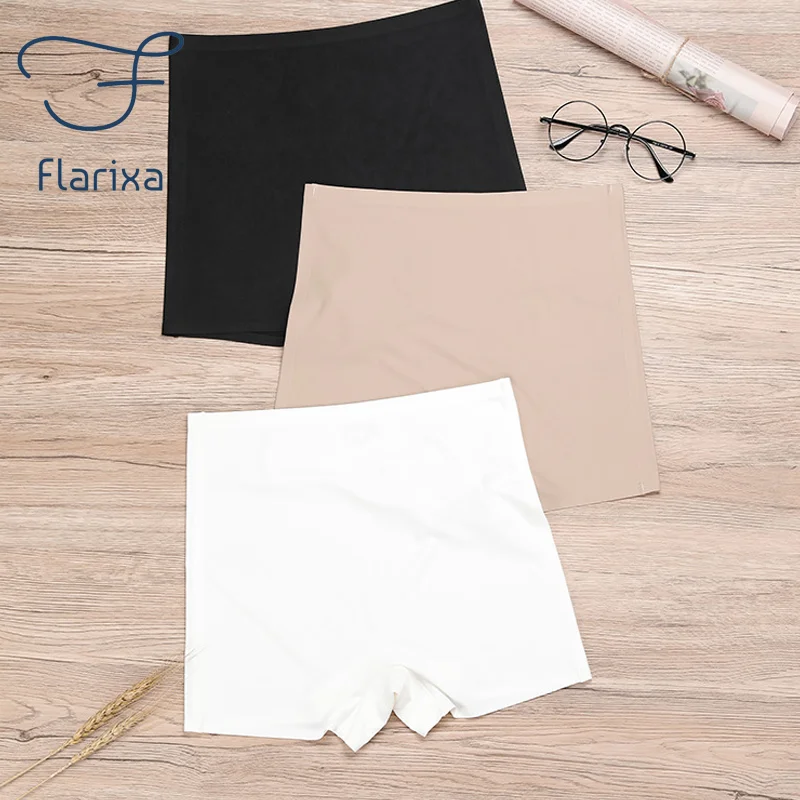 Flarixa-pantalones cortos de seguridad de cintura alta para mujer, bragas sin costuras de seda de hielo, Bóxer transpirable, pantalones cortos de ciclismo