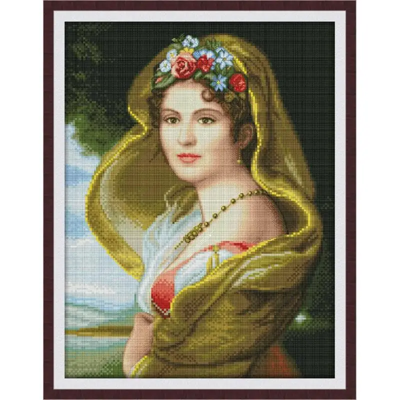 Beautiful princess oil painting portrait with pattern cross stitch kit 14CT11CT precision printing DIY needlework embroidery kit