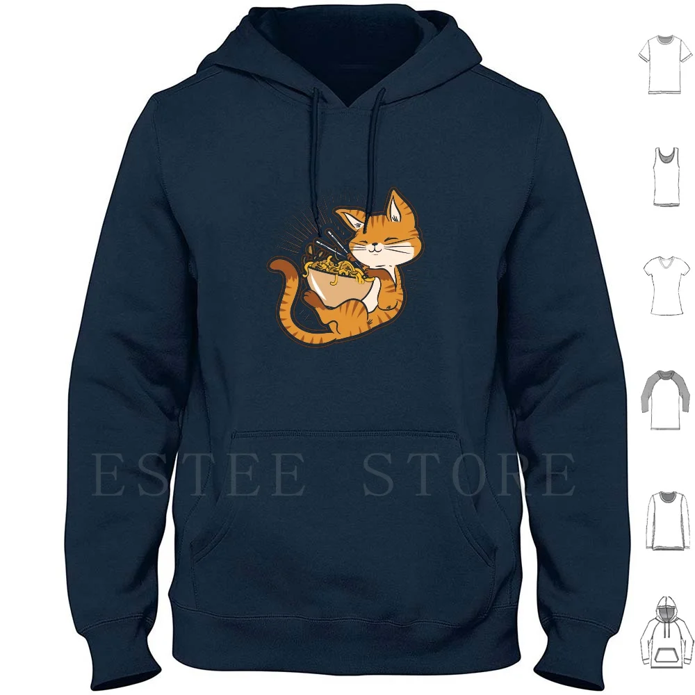 Kawaii Anime Cat Japanese Ramen Noodles Hoodie Long Sleeve Ramen Cat Anime And Manga Anime Cat Ramen Kawaii Neko Kawaii Cat