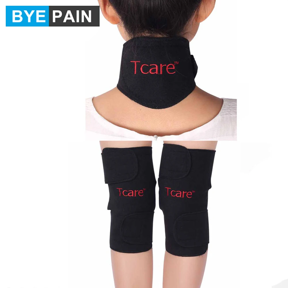 1Set BYEPAIN Self Heating Tourmaline Knee Support Brace Magnetic Therapy Neck Massage Protector Tourmaline Set