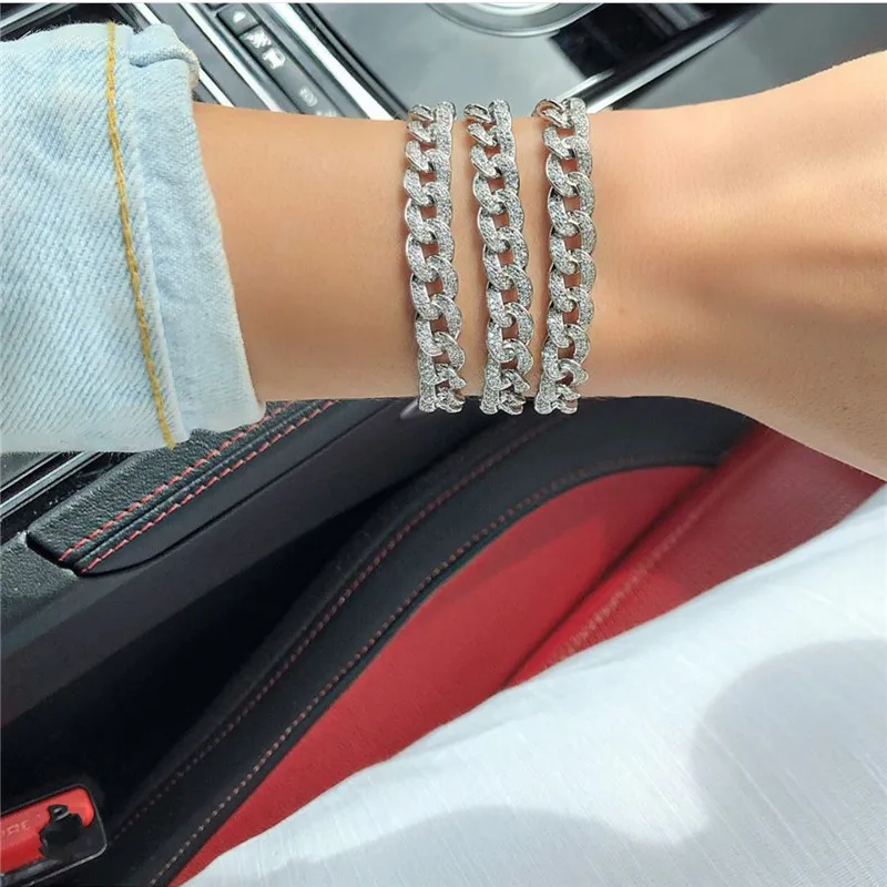 

6 Style Trendy Lab Diamond cz Bracelet White Gold Filled Party Wedding Bangles Bracelets for women men Hiphop Jewelry Gift