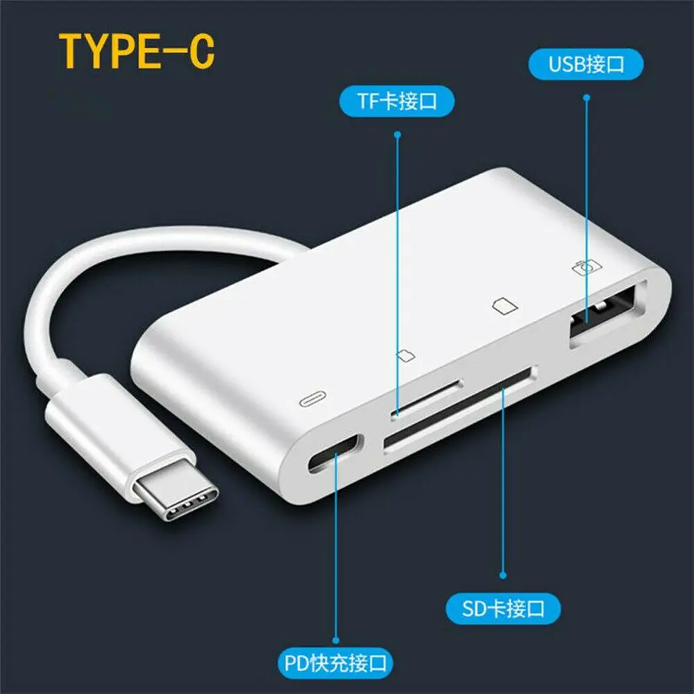 

4 in 1 Type-C USB C to TF SD Card Reader Camera USB OTG Adapter for New Macbook