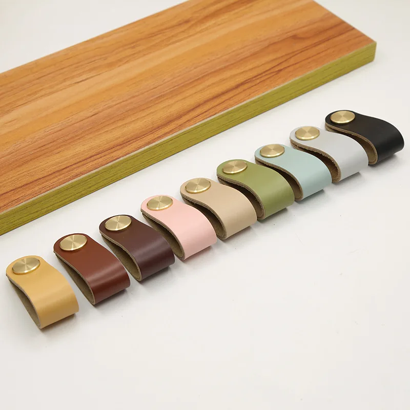 9 Colors Nordic Furniture Drawer Knob Brass Wardrobe Cupboard Cabinet Handle Door Pulls Eco-Friendly Artificial Leather