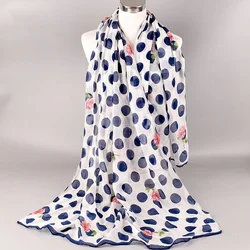 180-90CM Woman Scarf Autumn Dot Wave Point Printed Scarves Voile Soft Neckerchief Kerchief Fashion Orthopedic Shawl Mrs Muffler