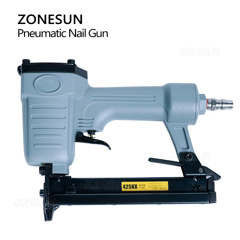 Пневматический микроштифт ZONESUN 425K, строительный пистолет для мебели, деревянного дивана, деревообрабатывающий пневматический степлер шириной 5,7 мм, инструмент