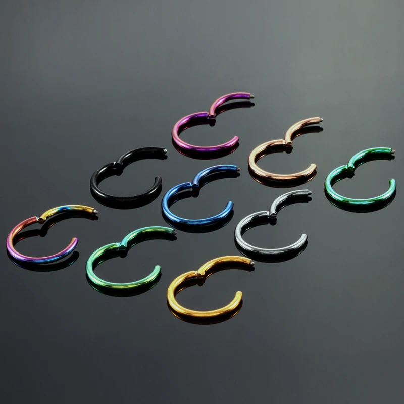 1PCS G23 Surgical Steel Septum Piercing Clicker Jewelry 16G Nose Hoop Piercing Lot Labret Cartilage Helix Piercing Nose Rings