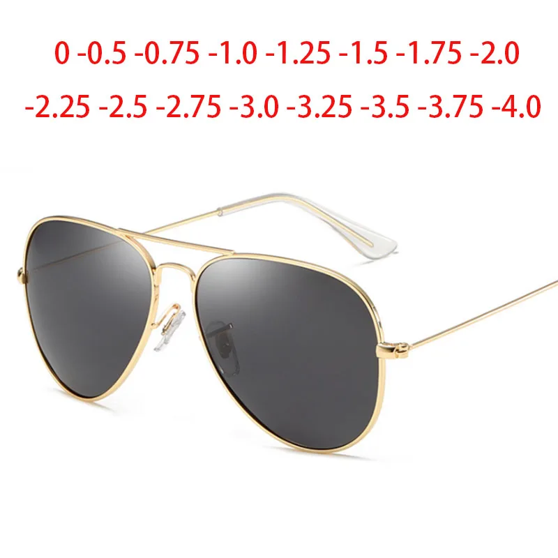 Metal Pilot Sunglasses Women/Men Classic Polarized Prescription Glasses 0 -0.5 -0.75 -1.0 -1.25 -2.0 -2.5 -3.0 -4.0