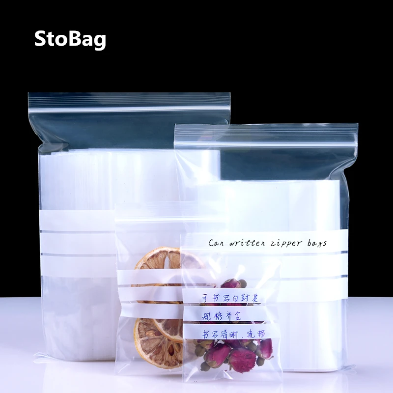 StoBag 20wire Transparent Small Ziplock Plastic Bags Can Written Bags Food Snack Package Supplies Screws Vacuum Poly Clear Bags