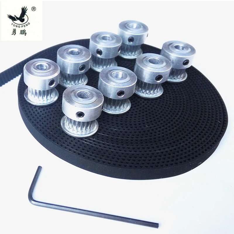 

8pcs 20 teeth GT2 Timing Pulley Bore 5mm + 5Meters GT2 timing Belt Wide 6mm 2GT belt pulley for RepRap Prusa Mendel 3D printer