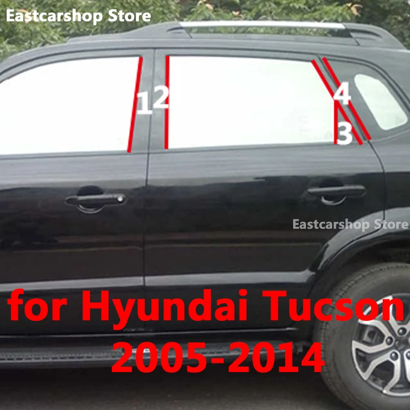 

Для Hyundai Tucson LM 2005-2014 Автомобильная средняя Колонка PC оконная отделка украшение B C столб черная полоса наклейка крышка аксессуары