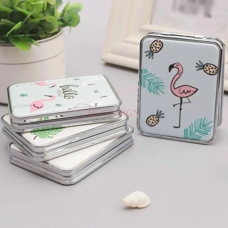 Small Mirror Cartoon Leather Mirror Cute Folding Double-sided Small Round Mirror Ladies Carry-on Makeup Mirror Sale