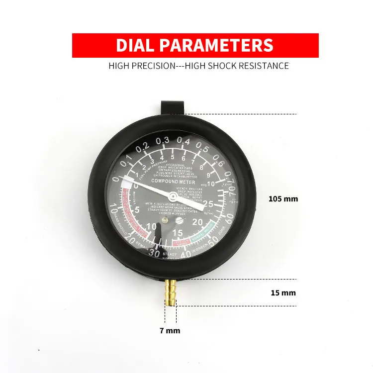 Exhaust Back Pressure Gauge Automobile Exhaust Gas Pressure Gauge Exhaust Pipe Detector Auto Repair Vacuum Gauge