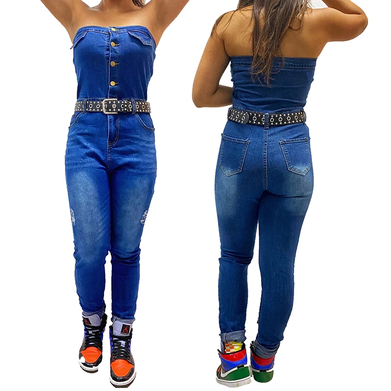 

Fashion Women Ladies Baggy Denim Cross Border Special Jeans Bib Full Length Overall Solid Loose Casual Jumpsuit Hot Suspender