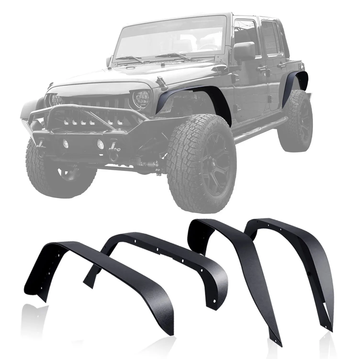 Steel Flat Style Fender Flares For Jeep Wrangler JK 2007-2017 Offroad Mudguards Modified Accessories Auto Parts