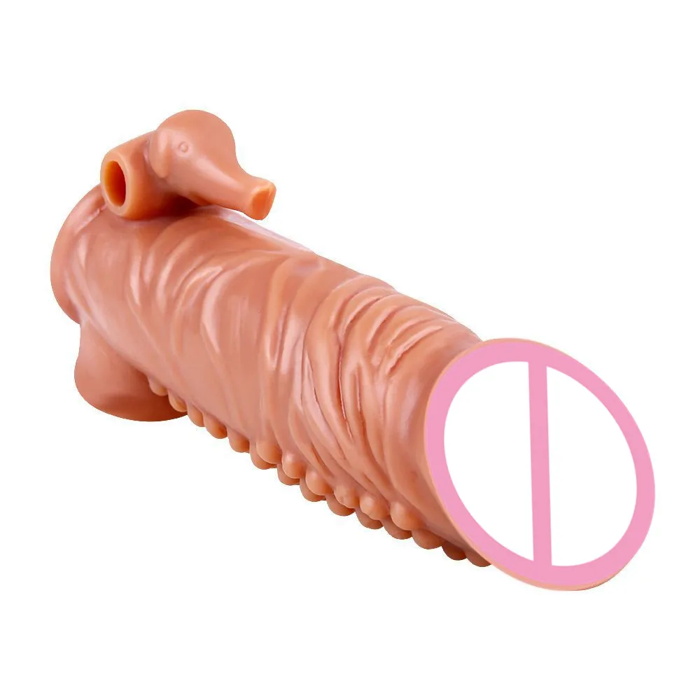 Large Penis Sleeve Reusable Comdom Delay Spike Clit Ejaculation Penis Sleeve Dick Male Dildo Enlargers Sex Toys for Men