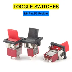 5PCS 3/6 Pin 2/3 Position Mini Toggle Switch 5A125V 2A250V   SPDT ON-ON ON-OFF-ON Square Snap-in Panel Mount Momentary Switch