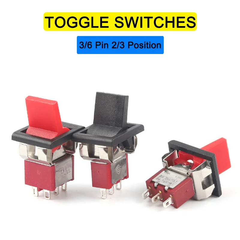 5 sztuk 3/6 Pin 2/3 pozycja Mini przełącznik dwupozycyjny 5A125V 2A250V SPDT ON-ON ON-OFF-ON kwadratowy zatrzaskowy do montażu na panelu