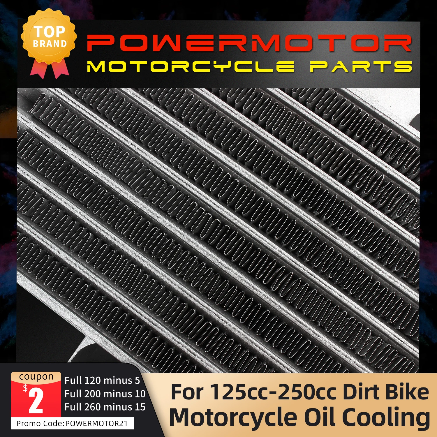 Universal Motorcycle Oil Radiator 12 Row 50cc 400cc Engine Cooling Radiator for Honda Yamaha Kawasaki Dirt Bike Motocross Parts