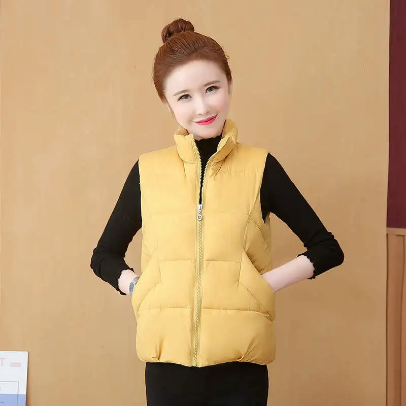 

Women's Waistcoat Autumn Winter Down Cotton Vest Women Casual Slim Sleeveless Ladies Vests Short Winter Jacket Coat 3XL C7852