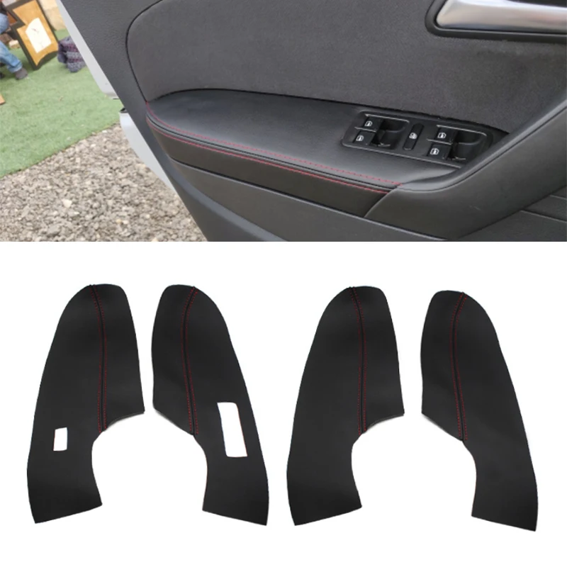 Only Sedan Soft Leather Door Panel Cover For VW Polo 2011 2012 2013 2014 2015 2016 Inner Door Armrest Panel Cover Sticker Trim