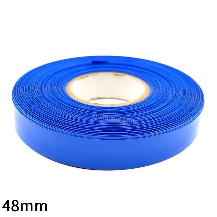 PVC Heat Shrink Tube 48mm Width Blue Multicolor Shrinkable Cable Sleeve Sheath Pack Cover for 18650 Lithium Battery Film Wrap
