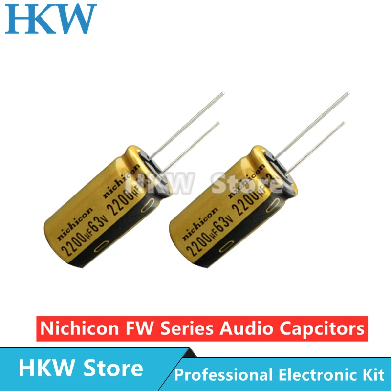 5pcs NICHICON 2200UF 63V 18X35.5mm FW Series Electrolytic Capacitors Hi-Fi Audio Capacitor New and Original 63V2200UF 18*35.5MM