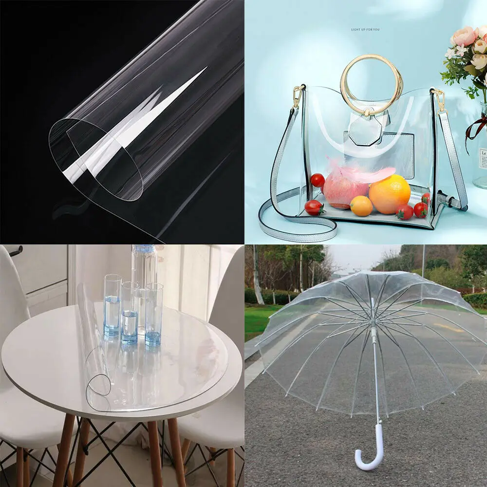 50x120CM Roll Ultra-Transparent PVC Fabric Soft Glass Cloth Waterproof Crystal DIY Craft Umbrella Handbag Home Decor Protectives