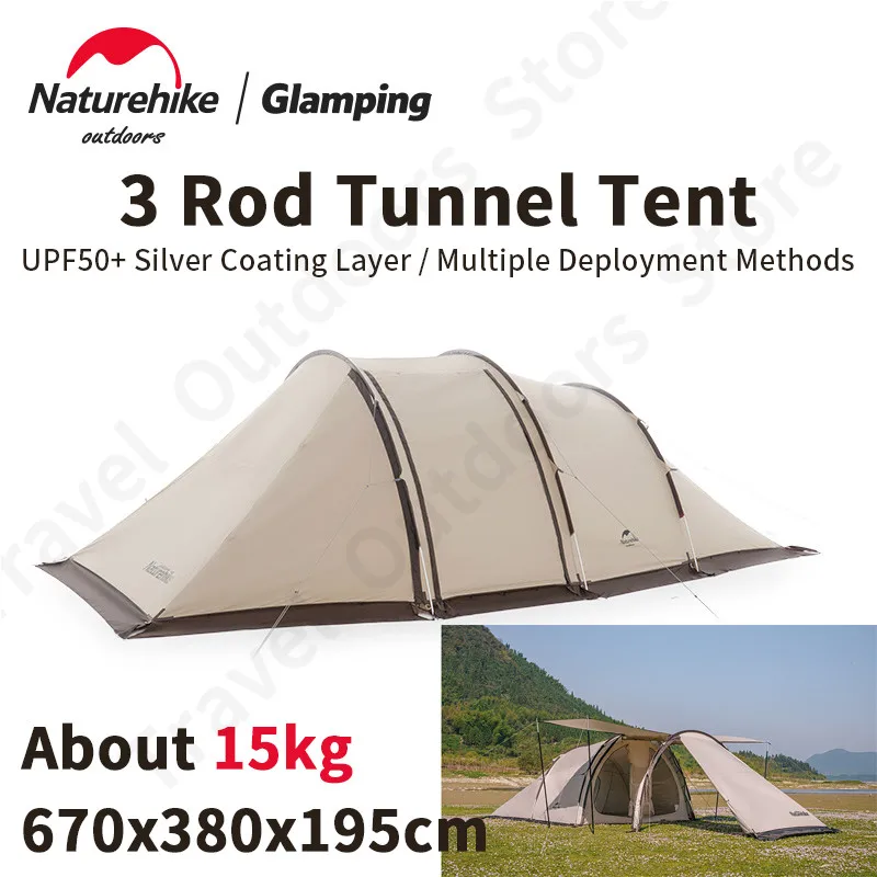 

Naturehike Tunnel Tent 4 Season Camping Tent for 4-5 Persons Outdoor Travel Gamping 150D Oxford Waterproof 3000mm Large Area 12㎡