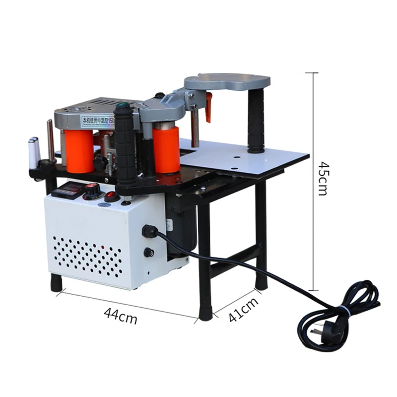 Mini manual woodworking pvc edge banding machine, with cutting pvc edge banding machine itself and speed control