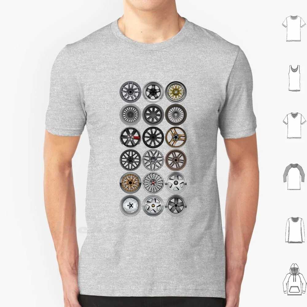 Wheels T Shirt 6Xl Cotton Big Size Work Bbs Rotiform Rays Advan Oz Pagani Ruf Enkei 1552 Cars Car Automotive Drive Auto Rims