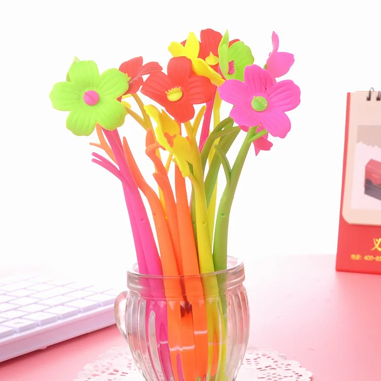 20pcs/lot Mixed Styles Flower Plant Shaped Ball Point Pen Creative Stationery Ballpoint Pen Lovely Style Gel Pen WritingGel Pens