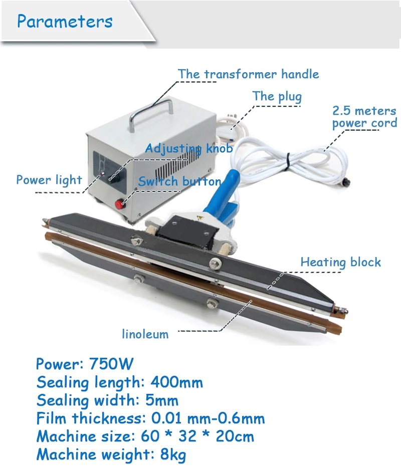 Handle Clamps Portable Plastic Film Polyethylene PE Film Packaging Machine Instant Heating Sealing Machine