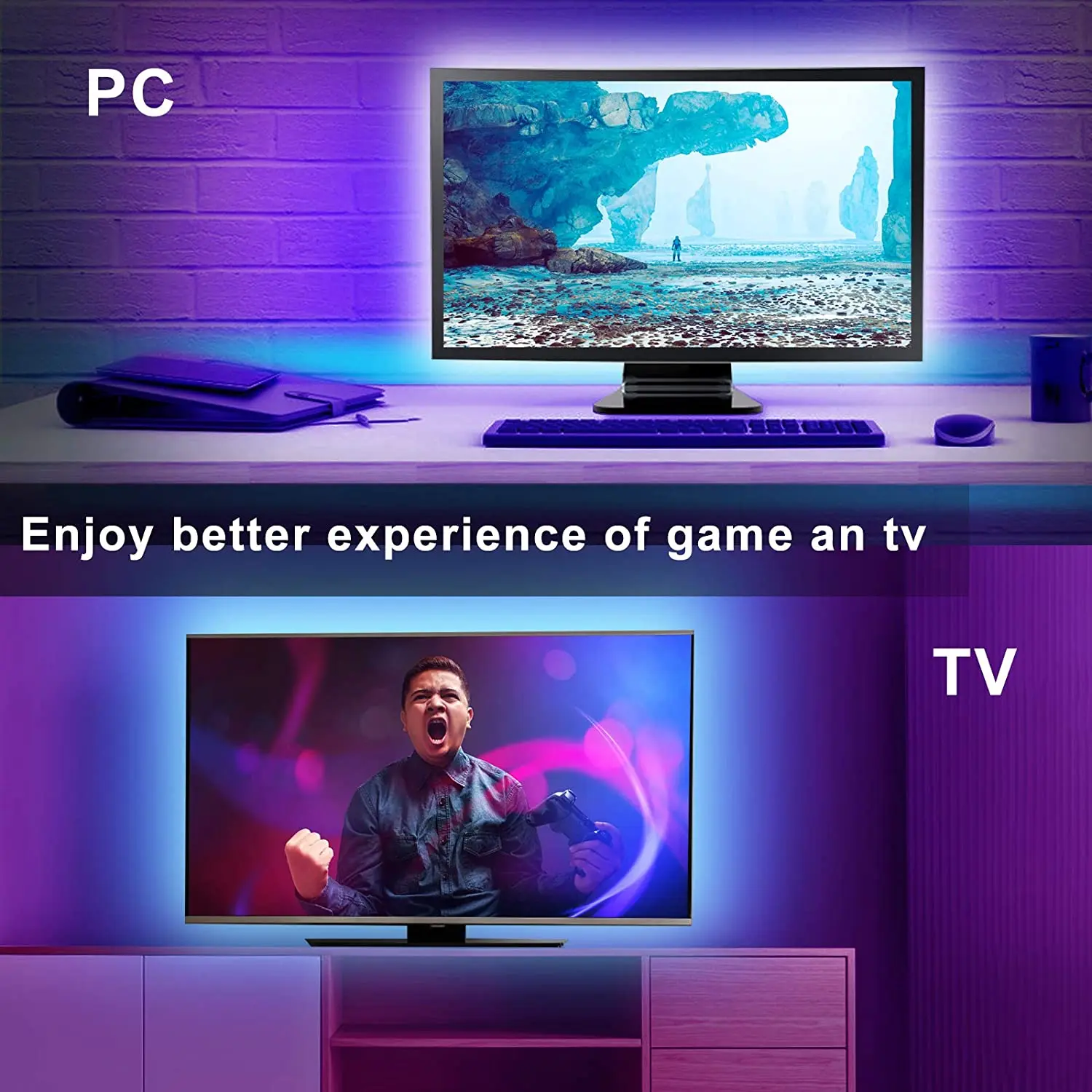 TV Backlight RGB5050 LED Light Strip APP Control Flexible Led Strip for TV ,PC, Bedroom, Mirror