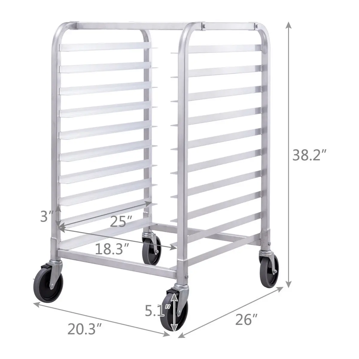 Costway 10 Sheet Aluminum Bakery Rack Commercial Cookie Bun Pan Kitchen w/Wheel