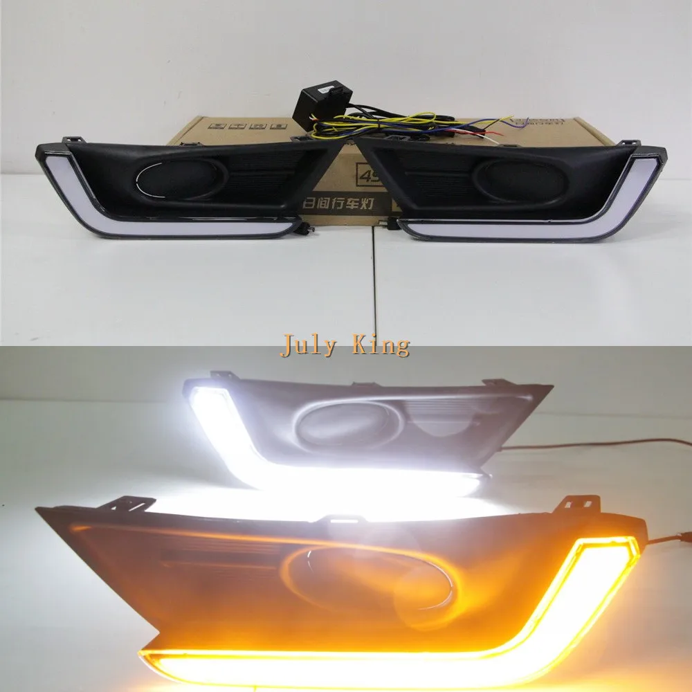 July King LEDDaytime Running Lights Compatible For Honda CR-V 2017-20 Without Fog Lamp Version, DRL + Yellow Turn Signals