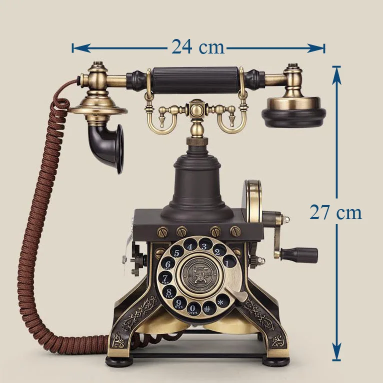 European Antique landline Telephone made of metal vintage phone home office house hotel retro fixed revolve mechanical ringtone