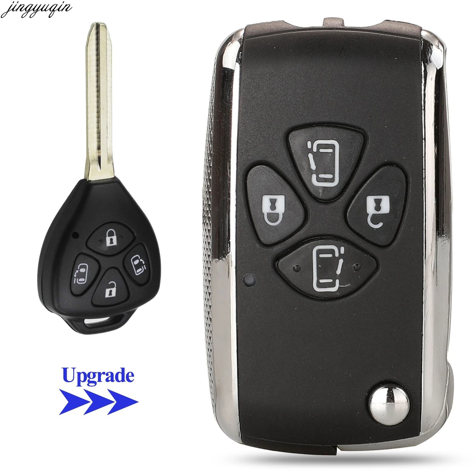 

Jingyuqin Remote Car Key Case Shell For Toyota Corolla RAV4 Camry Avlon 3B With Panic/4 Buttons Modified Flip Fob