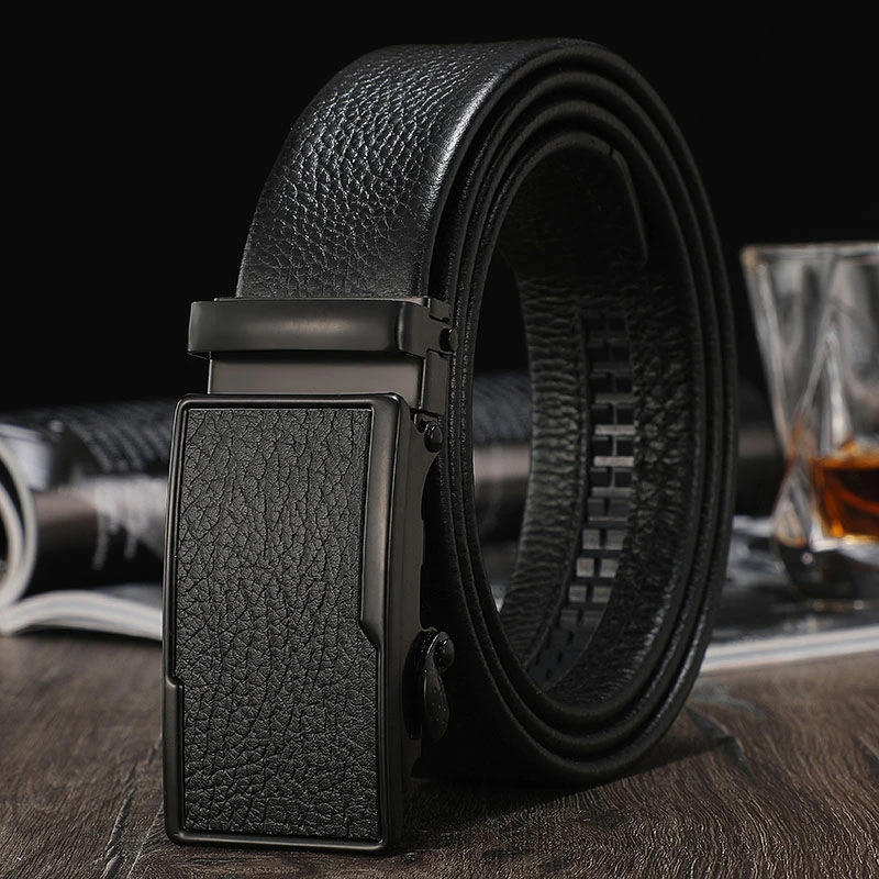 

New Length 150 CM Men'S Belt Leather Width 3.5 CM Fashion Automatic Buckle Business Belt Youth Leisure Belt High Quality A1014