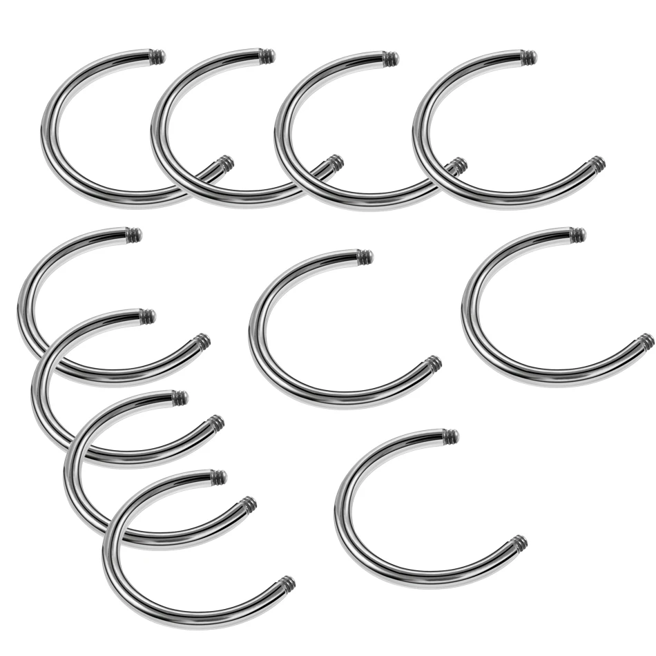 50Pcs/lot G23 Titanium Circular Barbell Horseshoe Ring Bar Replacement Accessories Nose Hoop Post Body Piercing Jewelry 14G 16G