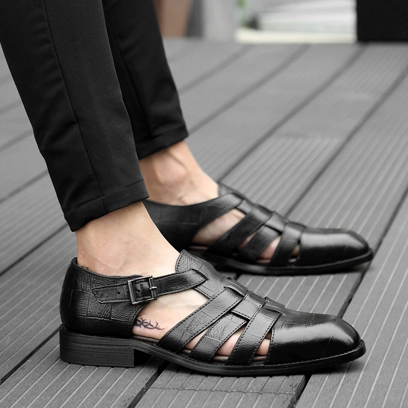 High Quality Big Size men sandals genuine leather sandals Men outdoor casual shoes Breathable Fisherman Shoes men Beach shoes